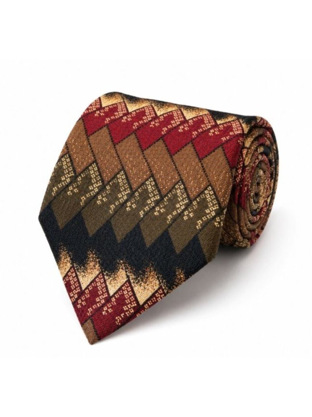 Ferrell Reed Nordstrom USA Silk Tie Geometric Diamond Jacquard Vintage Brown
